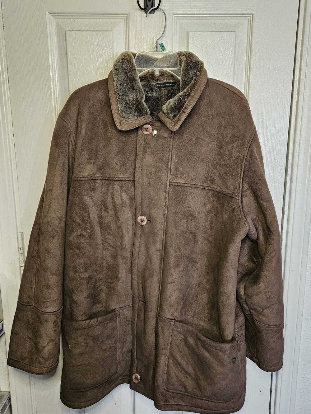 UTEX Coat Mens L Brown Faux-Fur Lined Heavyweight Winter Outdoors Rugged Durable